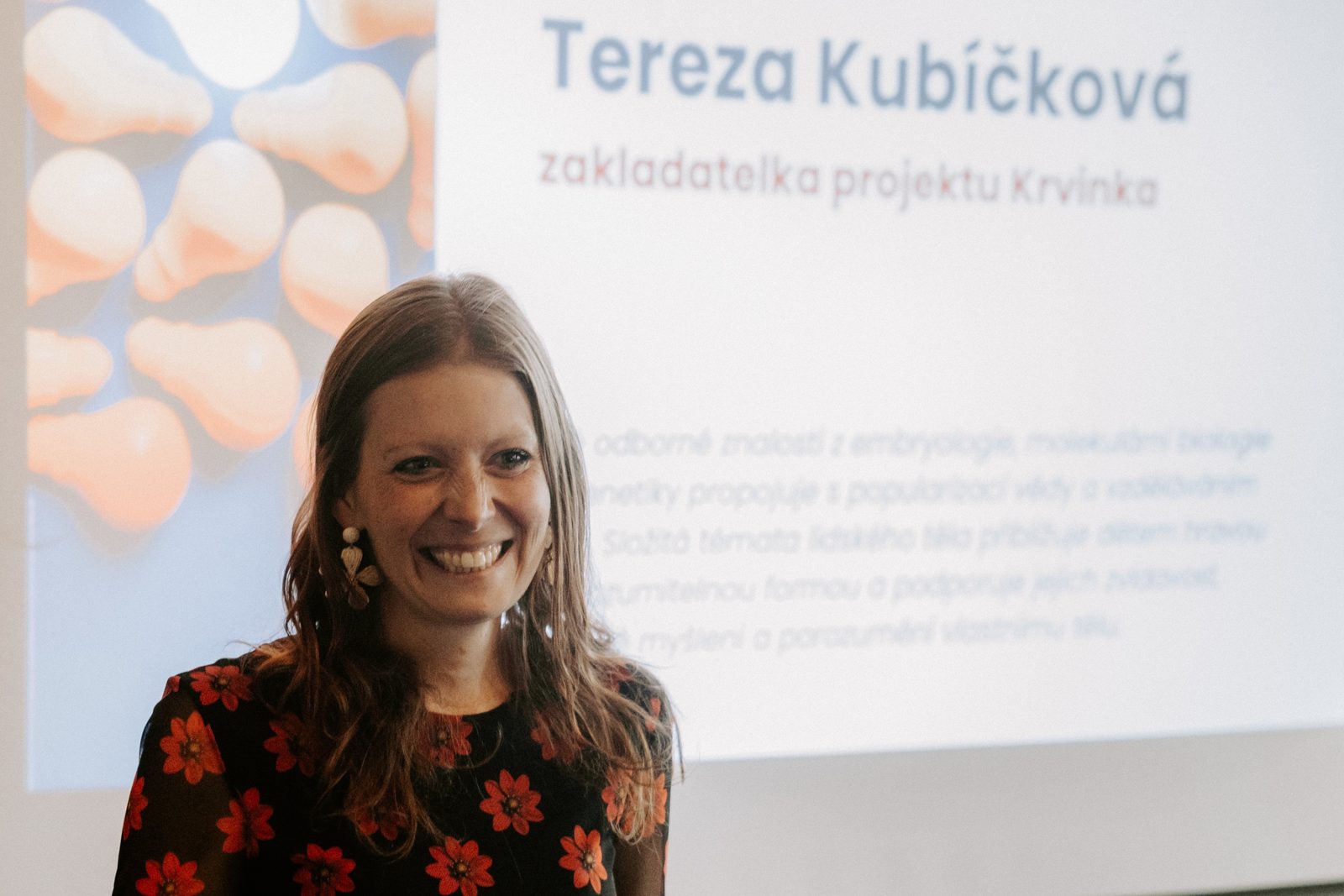 Tereza Kubíčková při vyhlášení druhého místa v soutěži Inspirativní žena